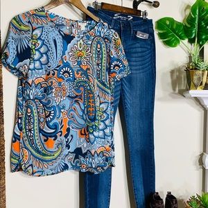 Seven7 Mid-Rise Skinny Denim with Two-Tone Wash